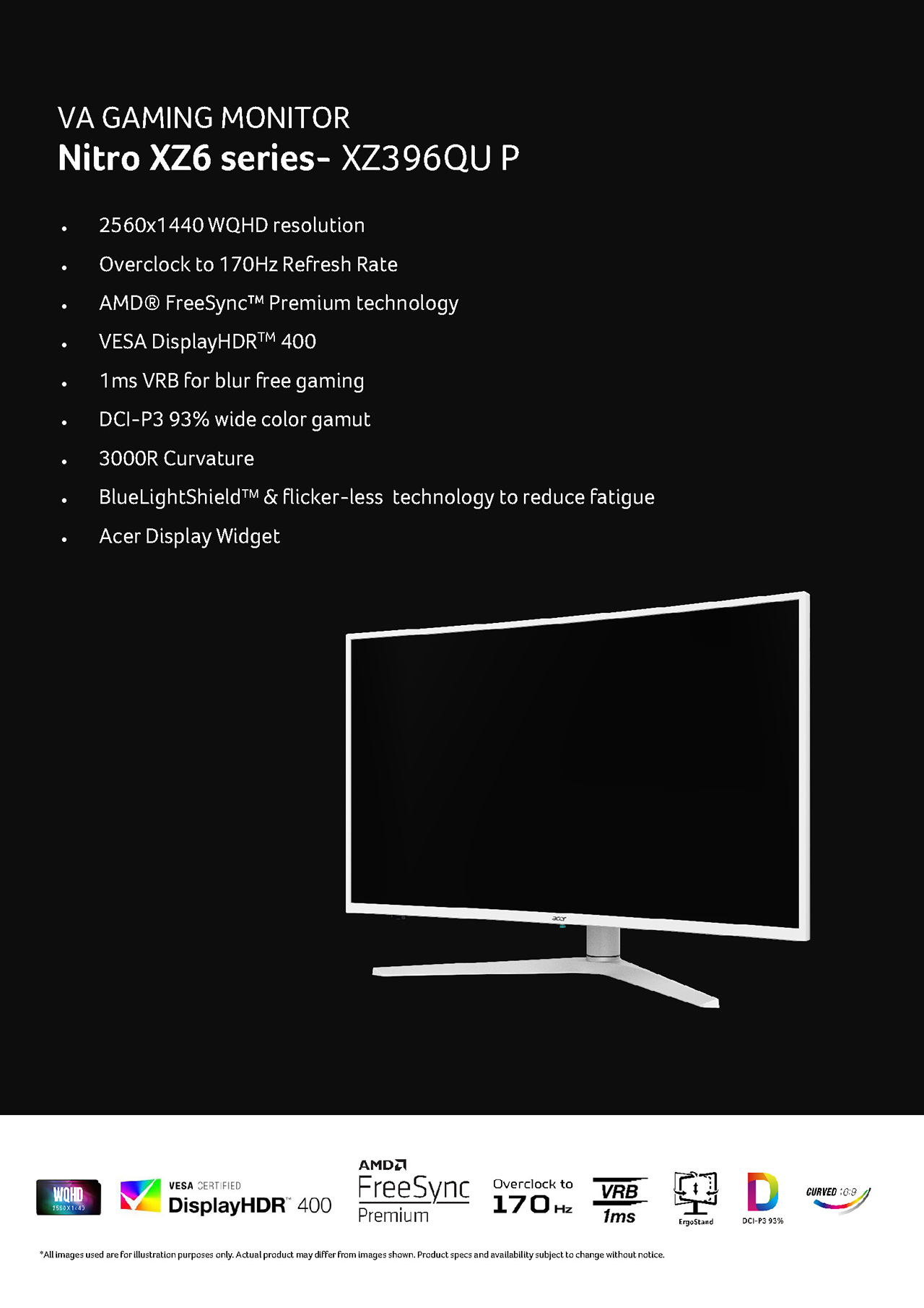 Acer 38.5' WQHD Monitor - Curved, 2560x1440